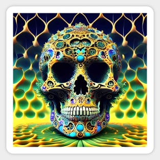 Skull Tie Dye Psychedelic Trippy Festival Hippie 3D Biker Sticker